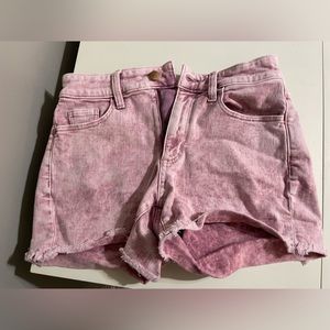 Pink Acid Washed Denim Jean Shorts